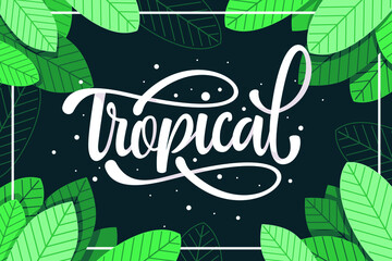 flat design tropical leaves frame background