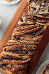 Sweet swirl homemade bread with poppy seeds