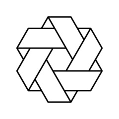 Abstract hexagonal shape line icon. Star of David symbol. Impossible geometric figure with overlapping elements. Sacred geometry. Logo design template. Judaism. Vector illustration, flat, clip art. 