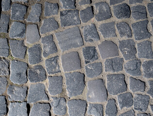 Cobblestone pavement in the city
