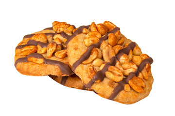 Cookies perfect with peanuts and chocolate isolated on the white background
