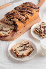 Sweet swirl homemade bread with poppy seeds