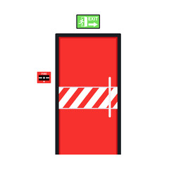 Fire door vector. Fire alarm cartoon vector. Fire alarm system. Fire equipment. Vector illustration in flat style. Exit door.