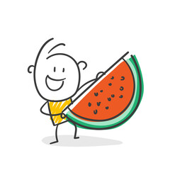 Strichfiguren / Strichmännchen: Wassermelone, Obst, Essen, Sommer. (Nr. 800)