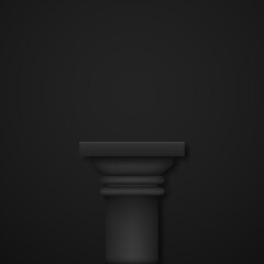 Luxurious round black podium in a black empty room. Abstract 3d shape vector rendering for product presentation.Collona, stage, podium.