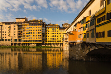 view of the Arno river and Ponte Vecchio bridge 