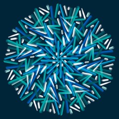 Flower mandala created from a digital art. Psychedelic kaleidoscope with design elements