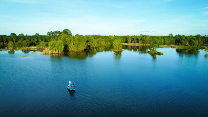 spinning boat on the lake