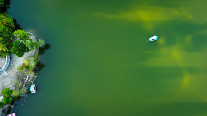 spinning boat on the lake