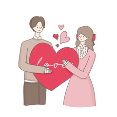 Two couples are hugging heart shape 