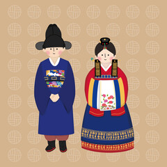 Couple in Korean Traditional Wedding Clothes