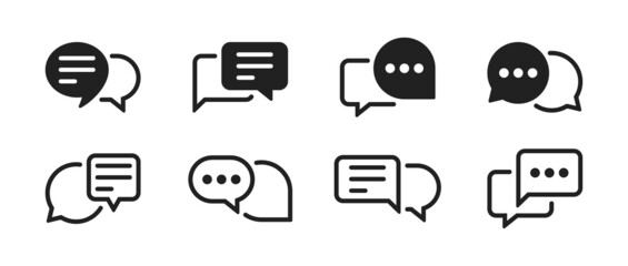 Chat message icon set. Speech bubbles with text messages symbol. Vector EPS 10 - obrazy, fototapety, plakaty