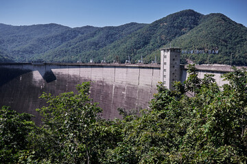 The electric energy from water. The Bhumibol Dam(formerly known as the Yanhi Dam) in Thailand. The dam is situated on the Ping River. 