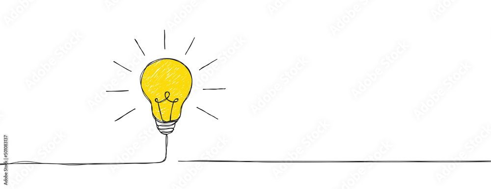 Wall mural Vector illustration og hand drawn doodle light bulb. Idea, solution concept