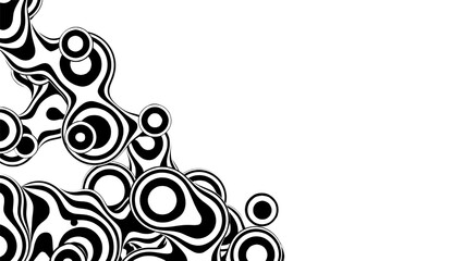 Liquid 3D monochrome metaball, with organic structure. Abstract vector black and white background. Fluid futurisctic shapes.
