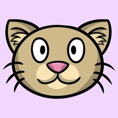 Light beige cat, cat face, close-up cartoon vector illustration