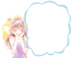 うっとりしている女性　恋　吹き出し
