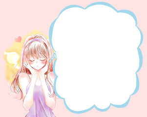 うっとりしている女性　恋　吹き出し