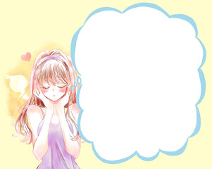 うっとりしている女性　恋　吹き出し