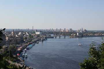 Ukraine Kyiv river Dnieper on the water summer evening sunset