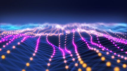 Artificial Intelligence concept showing neural network plexus with Retro look.	