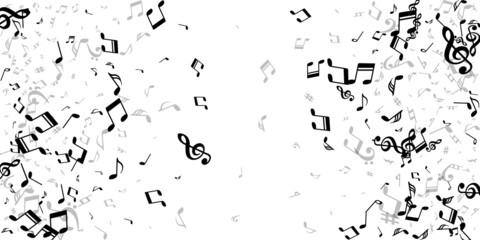 Musical notes flying vector illustration. Audio
