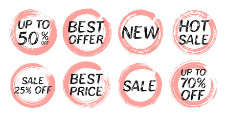 Best price hot offer discount sale labels set. Tag stamps, promo badge, sticker off templates.