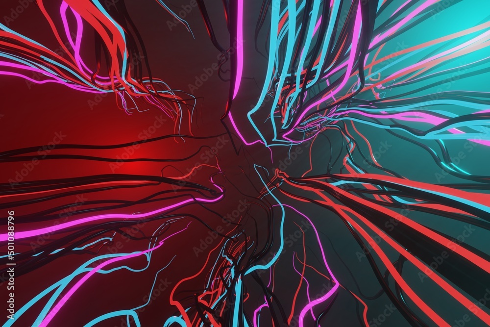 Aufkleber Abstract 3D visualization of a geometric low-poly surface.3d rendering illustration. Sci-fi creative futuristic background.