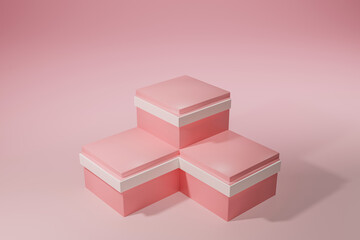 Pink podium with a product presentation rendering  Box Background