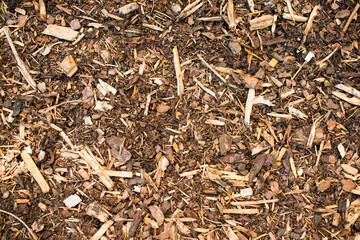 bark wood mulch closeup background.