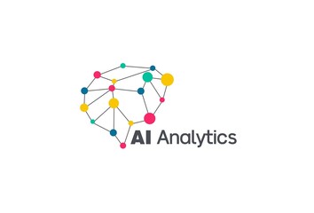 Artificial intelligence Analytics Brain Logo Design Vector Icon Illustration.