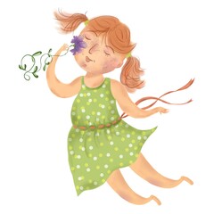 little girl with a flower