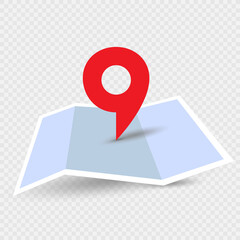 location pin on paper map icon