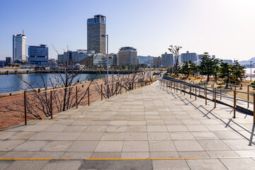 Fototapeta premium 新香川県立体育館の建設予定地となった高松駅前のサンポート高松多目的広場（香川県高松市）