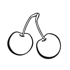 Berry cherry line isolated on white background. manual. vector. illustration.