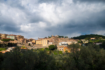 Fototapeta na wymiar A view of the historic town of Campiglia Marittima Tuscany Italy