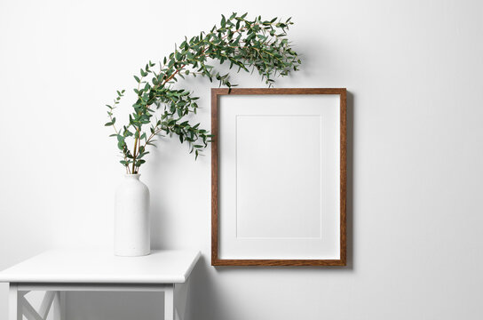 Wooden frame mockup with copy space for artwork, photo, painting or print presentation.