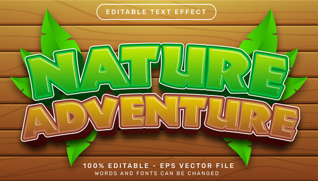 nature advanture 3d text effect and editable text effect with wood texture background