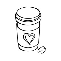 glass of coffee to go line isolated on white background. manual. vector. illustration.