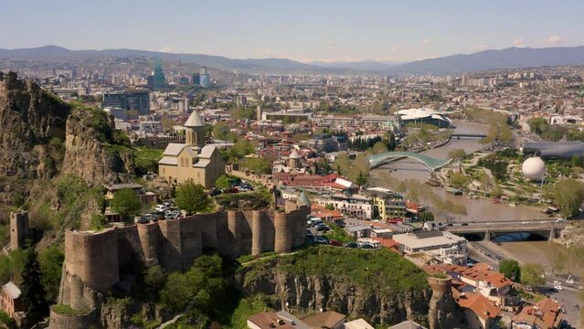 The urban landscape of Tbilisi. Bird's-eye view