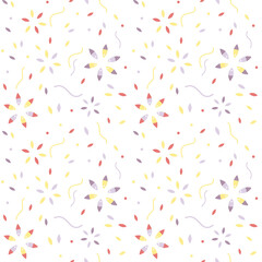 Flowers. Seamless vector pattern. Flat vector summer elements. Fabric and wrapping paper design on a white background
