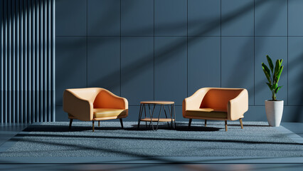 3D rendering indoor minimalist style background wall
