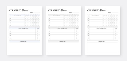 Cleaning Checklist Planner Template Set. Printable Cleaning Planner. Minimalist planner pages templates. Life and business planner. Daily Cleaning Checklist Template.