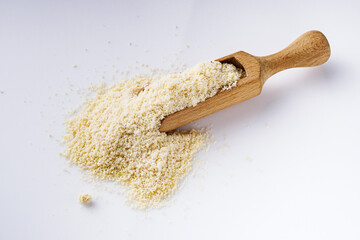 almond flour on a white acrylic background