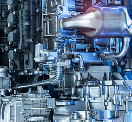 Obraz premium Modern powerful car engine section