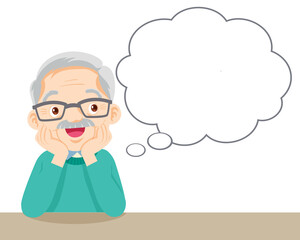 elderly man good mood and think about something
