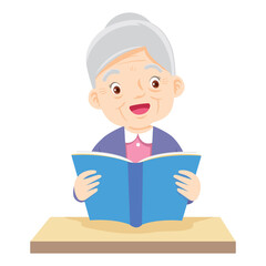 elderly woman reading book