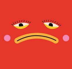 Crazy Abstract comic character face. Bright colors Cartoon style. Vector Illustration