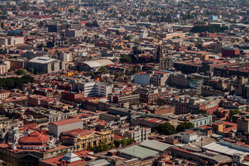 Obraz premium Panoramic view of Mexico City. Downtown district neighborhood skyline in the city center of the Central American capital, CDMX, México.