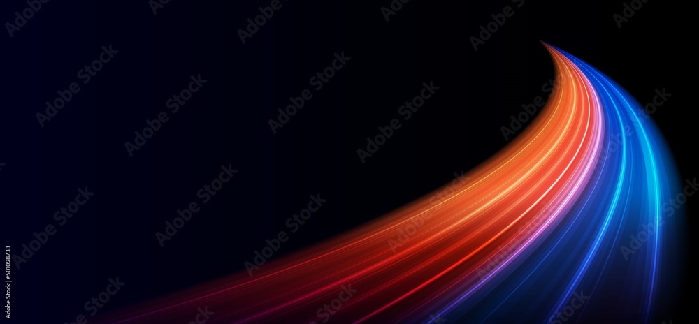 Poster modern abstract high-speed light effect. abstract background with curved beams of light. technology 